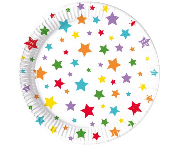 Csillagos 8db-os papírtányér szett 20cm-es