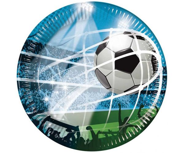 Set de farfurii de hârtie cu tematică fotbalistică, 8 bucăți, 23 cm