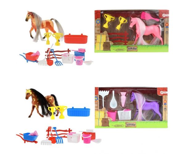 Set de joacă cu ponei, cu trofee și accesorii, disponibil în mai multe variante, 1 bucată
