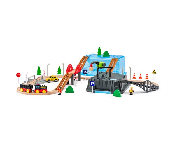 Set de jucării cu tren și mină, 54 de piese - Woodyland