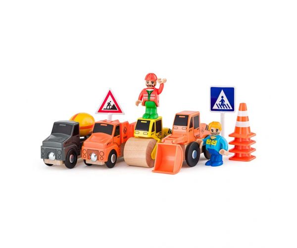 Set de jucării cu vehicule de construcții, 12 piese - Woodyland