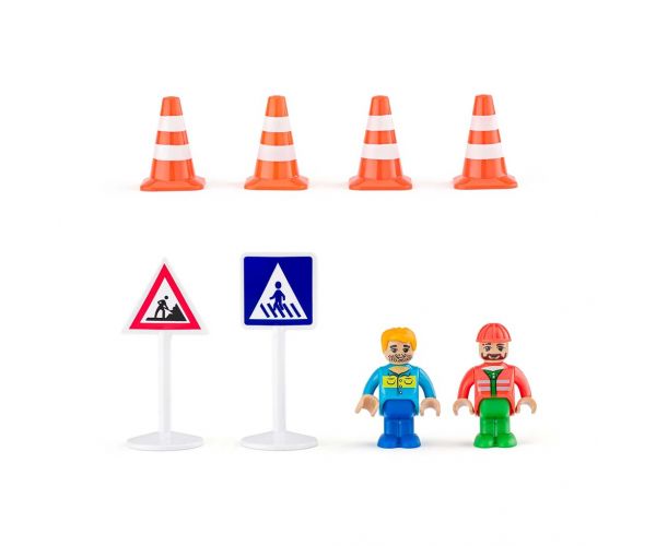 Set de jucării cu vehicule de construcții, 12 piese - Woodyland