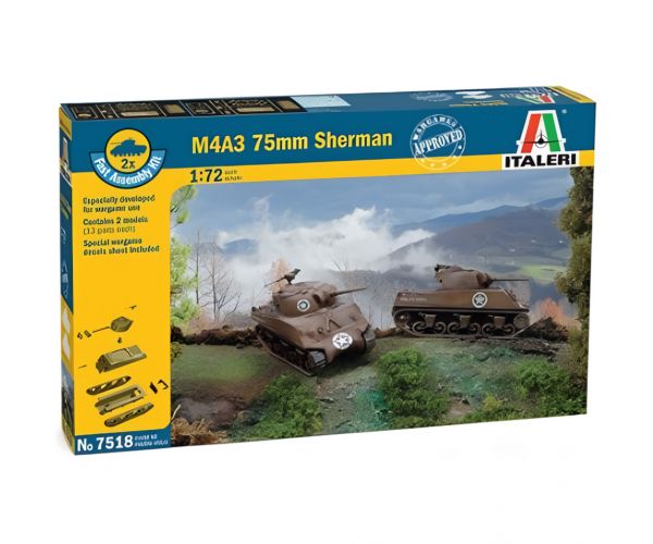 Set de machete Italeri 1/72 M4A3 75mm Sherman tank, 2 bucăți