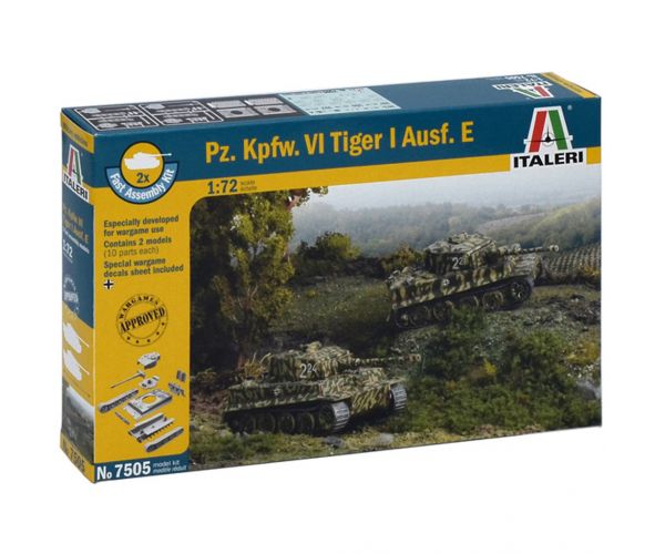 Set de machete Italeri 1/72 Pz. Kpfw. VI Tiger I Ausf. E Tigris tank, 2 bucăți