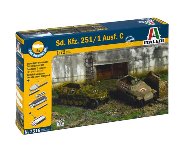 Italeri 1/72 Sd. Kfz. 251/1 Ausf. C féllánctalpas páncélozott járművek 2db-os makett szett