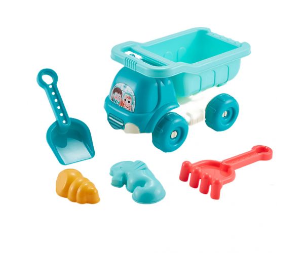 Set de nisip cu mic camion basculant, set de 5 piese