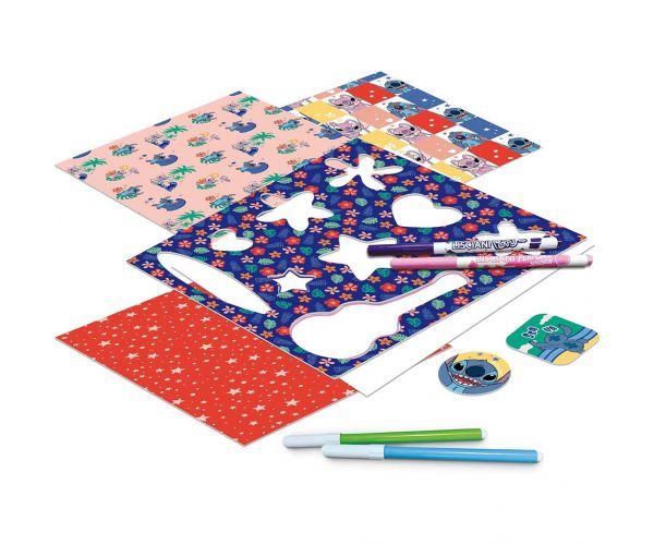 Set de școală de desen Disney Stitch cu tablă de desen iluminată - Lisciani