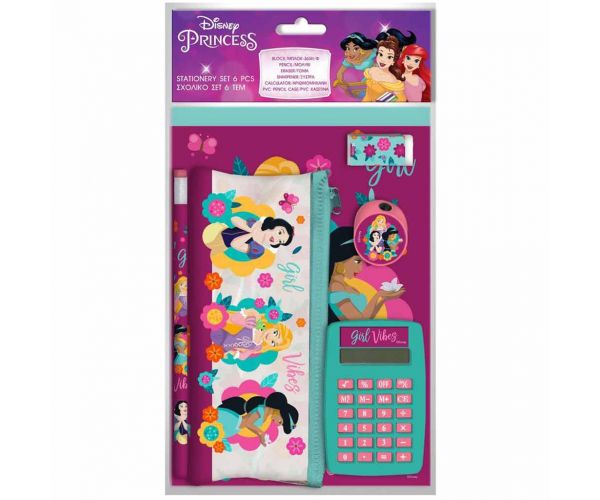 Luna: Disney Hercegnők írószer szett számológéppel 6db-os csomag
