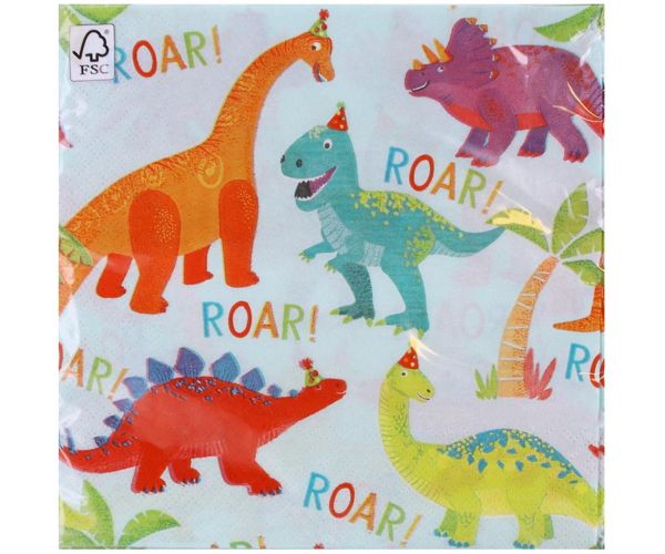 Set de șervețele de hârtie „Dino Party” - 2 straturi, 33x33 cm, 20 buc