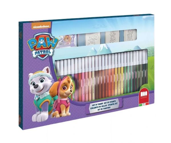 Set de ștampile cu 36 de piese Patrula Cățelușilor cu cariocă - Multiprint