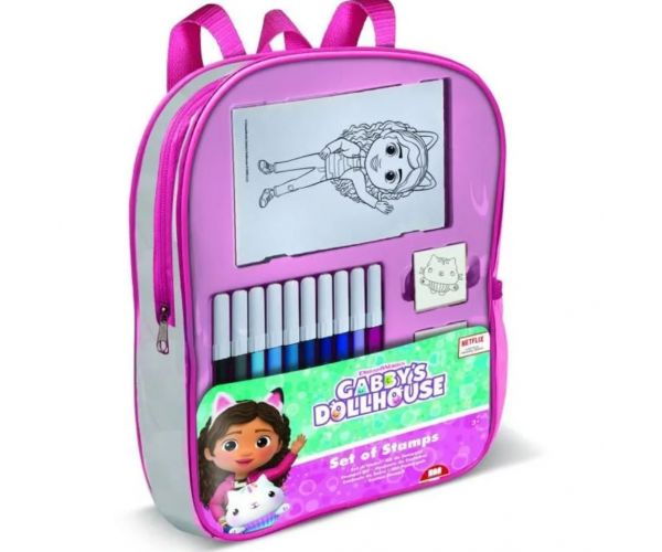 Set de ștampile cu căsuța de păpuși Gabi în rucsac - Multiprint