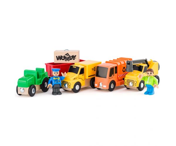 Set de vehicule utilaje 8 bucăți cu figurine - Woodyland