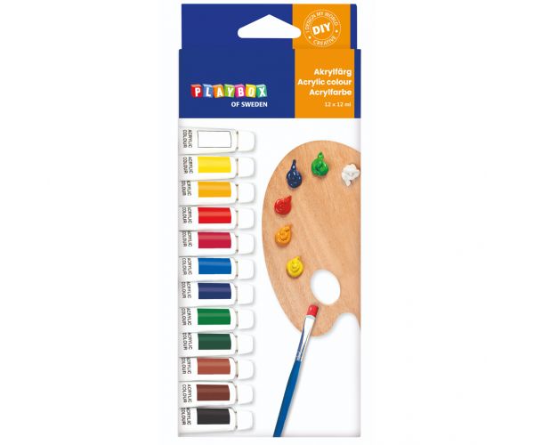 Set de vopsele acrilice PlayBox, 12 tuburi