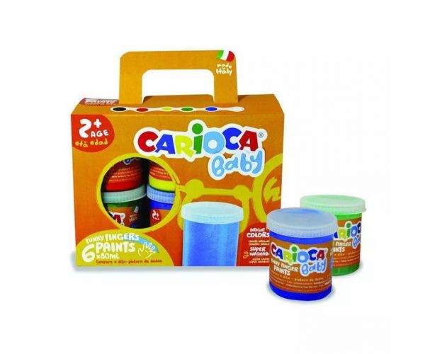 Set de vopsele pentru degete Baby, culori diferite, 6 x 80 ml - Carioca