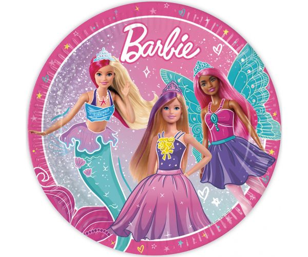 Barbie 8db-os papírtányér szett 23cm-es