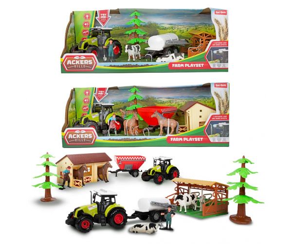 Set fermă cu grajd și tractor, 7 piese