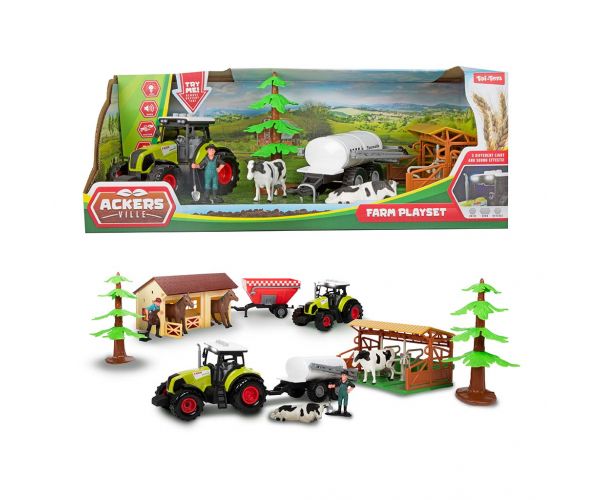 Set fermă cu grajd și tractor, 7 piese