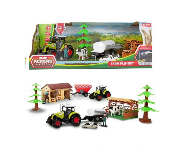 Set fermă cu grajd și tractor, 7 piese