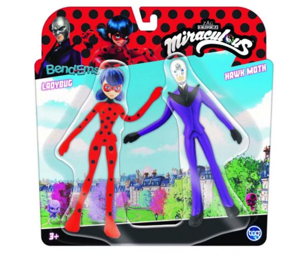 Set figurine Bend-ems Miraculous 2 bucăți, Buburuza vs. Hawk Moth
