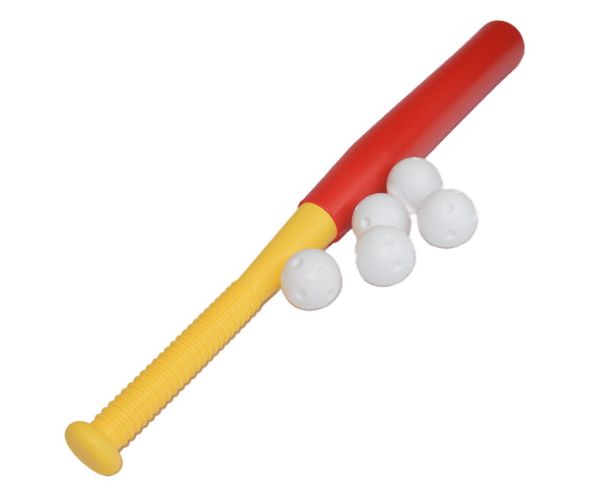 Set bâtă de baseball din plastic roșu cu mingi 56cm