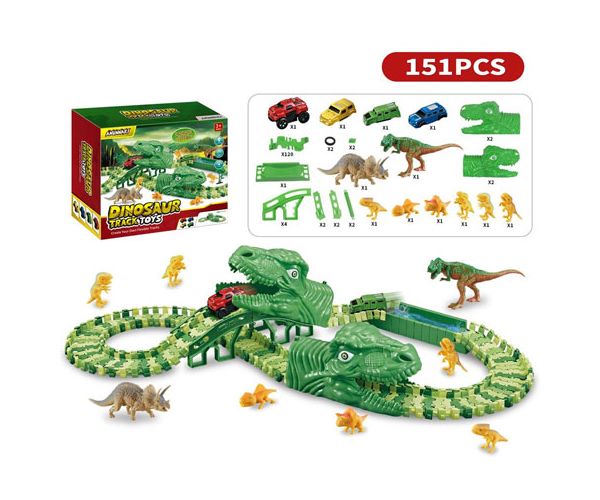 Set de autostradă parc de aventuri cu dinozauri 151 bucăți