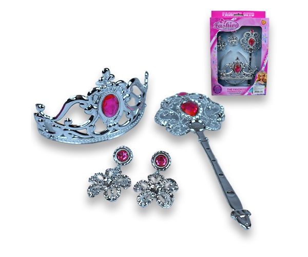 Set de frumusețe prințesă cu tiară, baghetă și cercei