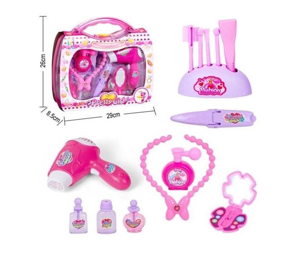 Szépségszett átlátszó-pink bőröndben kiegészítőkkel