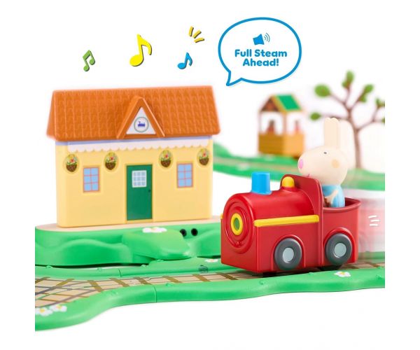Set de joacă Peppa Pig Whizz-Around Iepurașul Rebecca cu tren roșu
