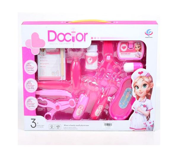 Set de joacă doctor pink cu foarfecă și accesorii