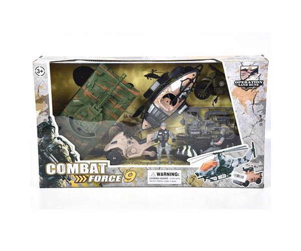 Set de joacă militar cu tanc, motor și accesorii