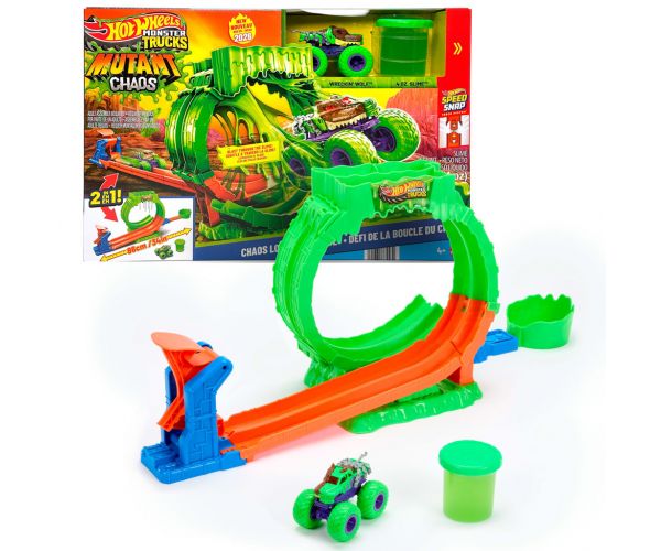 Set de pistă Hot Wheels Monster Trucks Buclă cu slime – Mattel