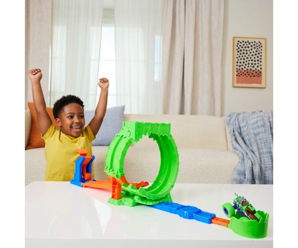 Set de pistă Hot Wheels Monster Trucks Buclă cu slime – Mattel