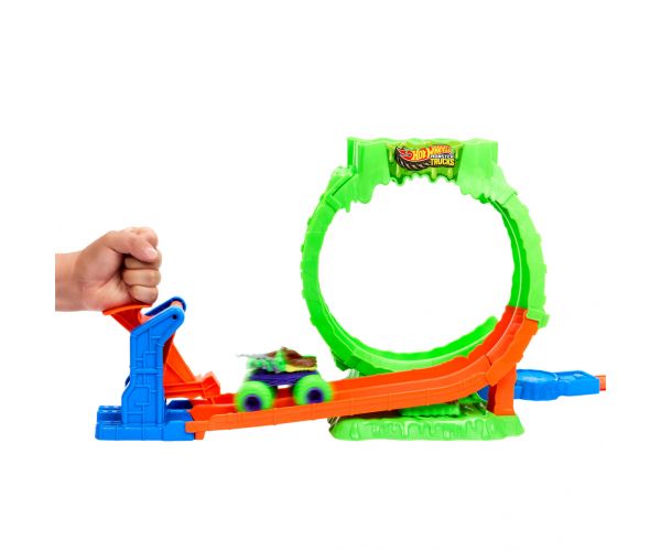 Set de pistă Hot Wheels Monster Trucks Buclă cu slime – Mattel