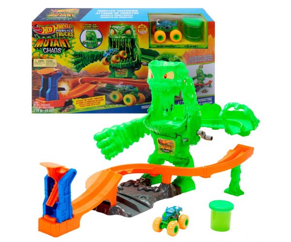 Set de pistă Hot Wheels Monster Trucks Haosul Monstrului de Slime - Mattel