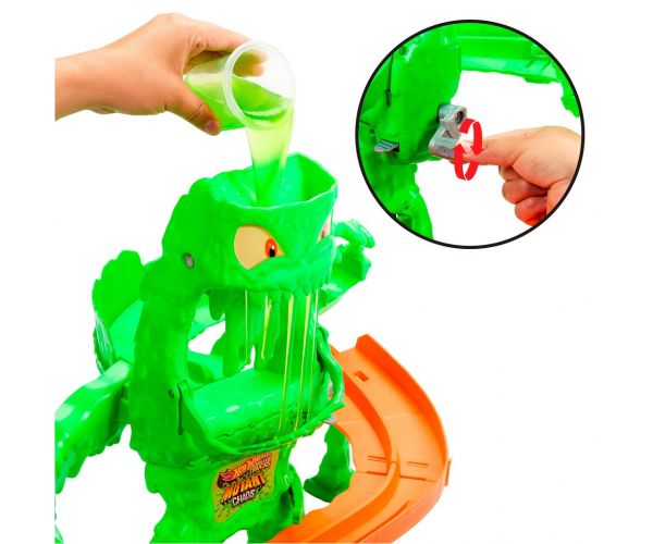Set de pistă Hot Wheels Monster Trucks Haosul Monstrului de Slime - Mattel