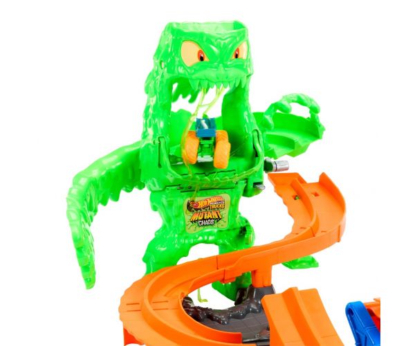 Set de pistă Hot Wheels Monster Trucks Haosul Monstrului de Slime - Mattel