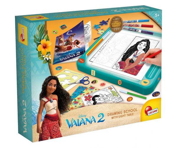 Set de școală de desen Vaiana 2 cu planșetă de desen luminoasă - Lisciani
