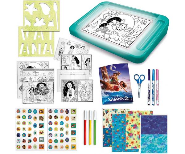 Set de școală de desen Vaiana 2 cu planșetă de desen luminoasă - Lisciani