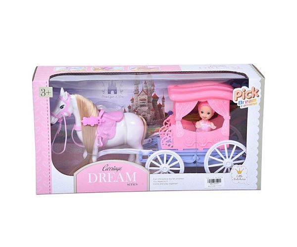 Set de vis cu cal și păpușă de 7,5 cm culoarea pink