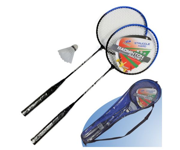 Set dublu racheta de badminton metalica cu geanta de transport si fluturaș