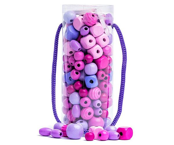 Pink fa gyöngyszett tégelyben