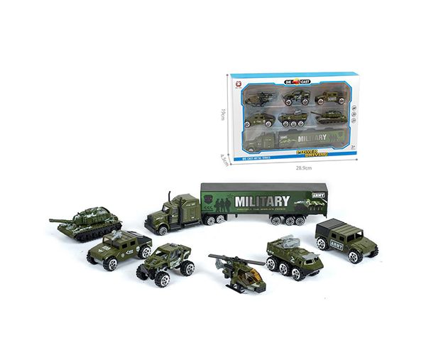 Set vehicule militare cu camion 7 bucăți set