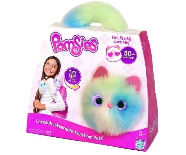 Skyrocket: Pomsies Animăluț pompon de pluș purtabil adorabil - Mist