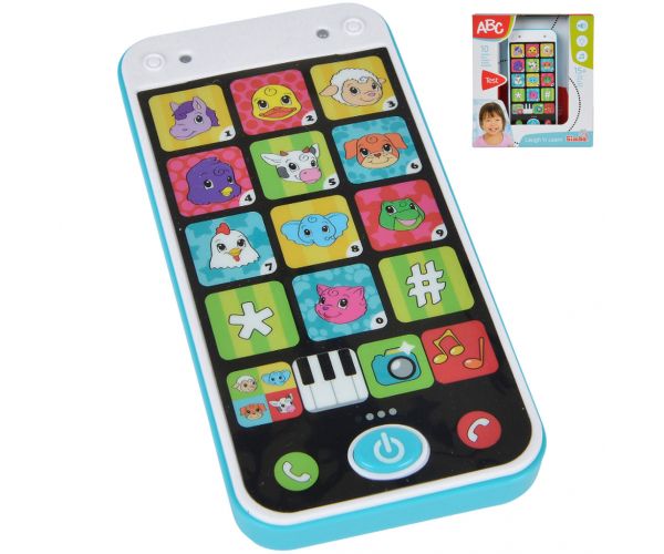Smartphone ABC de culoare alb-albastru cu lumina si sunet 13cm - Simba Toys