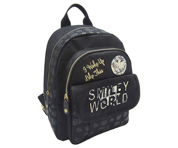 Smiley World rucsac fashion negru, ghiozdan 26x34x17 cm
