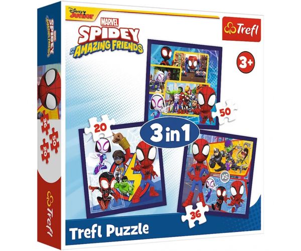 Spidey și prietenii săi puzzle 3 în 1 cu 20-36-50 piese - Trefl