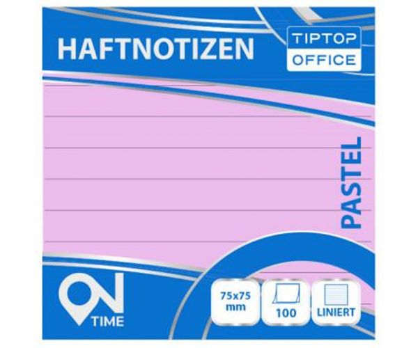 Spirit: Bloc notes adeziv roz pastel cu linii, 100 file, 75x75mm
