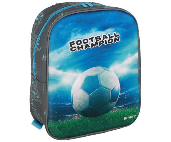 Spirit: Football Champion rucsac pentru grădiniță cu model 3D rotunjit, 30x25x12cm