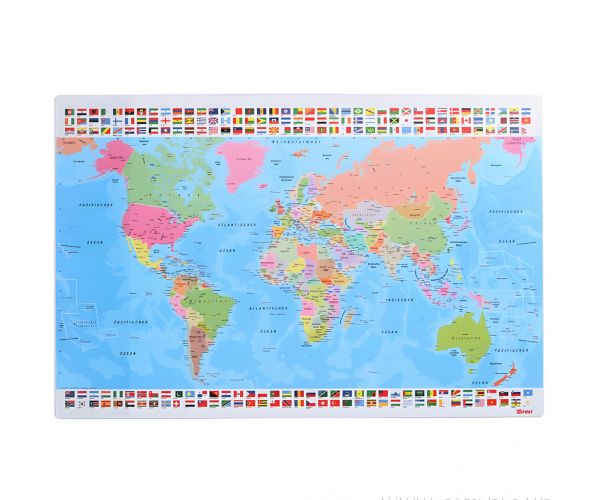 Spirit: Hartă mondială cu steaguri pentru birou, 60x40cm