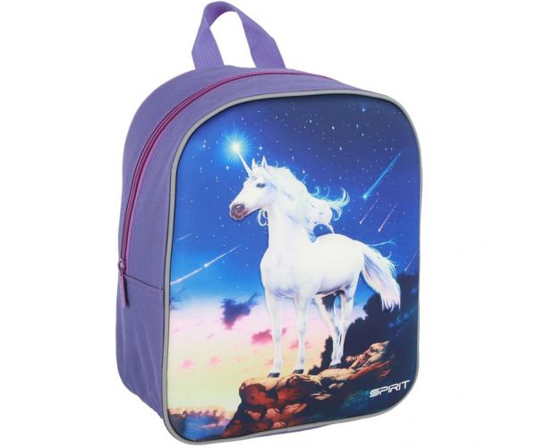 Spirit: Rucsac pentru grădiniță cu model 3D unicorn, colțuri rotunjite, 30x25x12cm